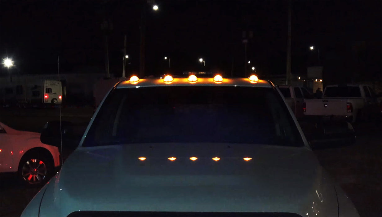 5pcs Cab Roof Clearance Marker Lamps w/Amber Strip LED Lights For Most Trucks