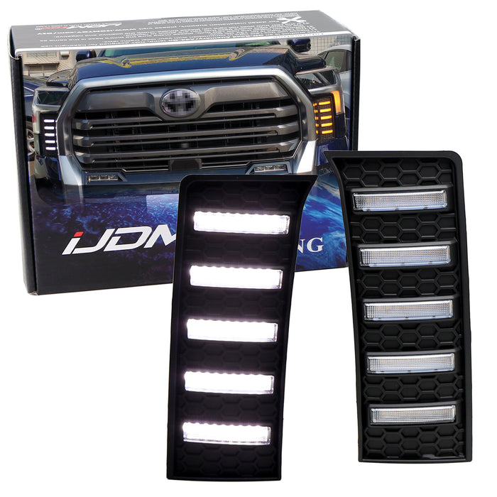 Vertical Under Headlight Fit Switchback Sequential LED DRL For 22+ Toyota Tundra