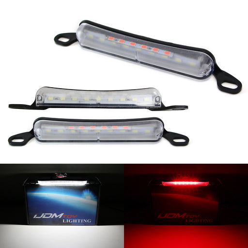 Universal Two-Way License Frame Mount White LED Plus Red LED Rear Fog Light