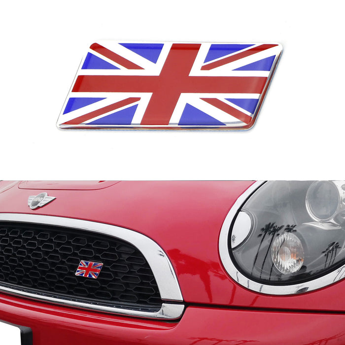 Red/Blue Union Jack Flag Emblem Badge Fit Car Front Grille For MINI, Jaguar, etc