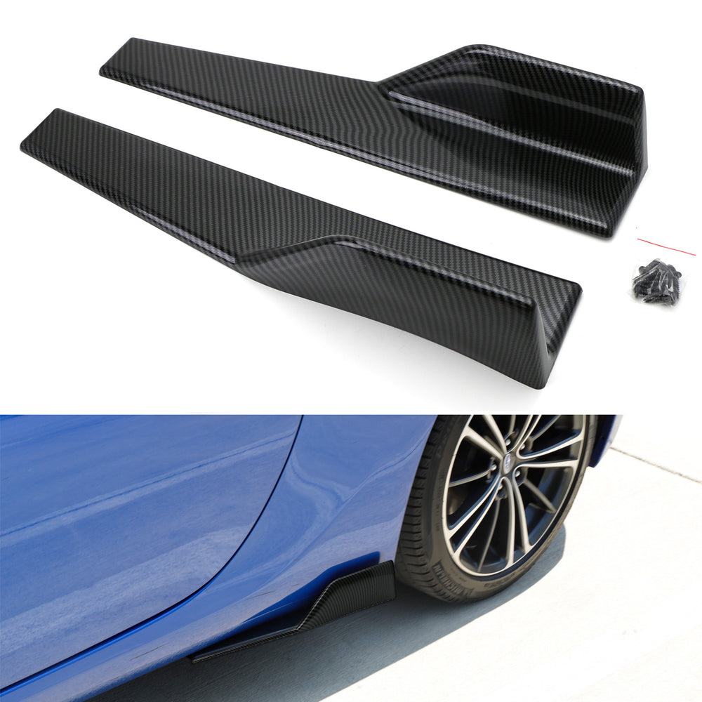 Left/Right Carbon Universal Rear Side Skirt Winglets Diffusers Extension For Car