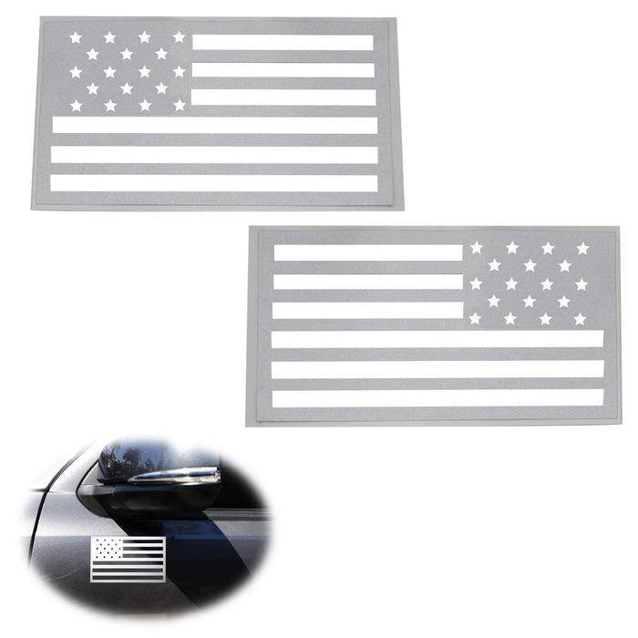 Reflective Silver/White US Flag Vinyl Decal Stickers For Truck SUV Side Doors