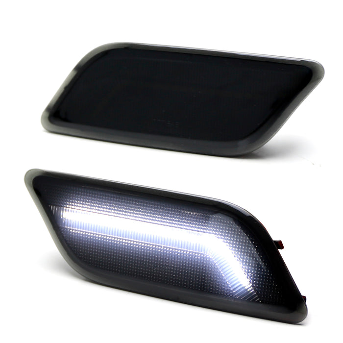 Smoke Lens White Full LED Strip Side Marker Lights For 2010-13 Mercedes E Coupe