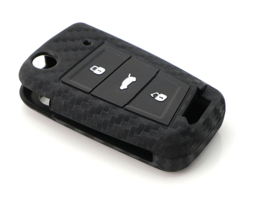 Carbon Fiber Soft Silicone Key Fob Cover For 2015-up Volkswagen MK7 Golf GTI