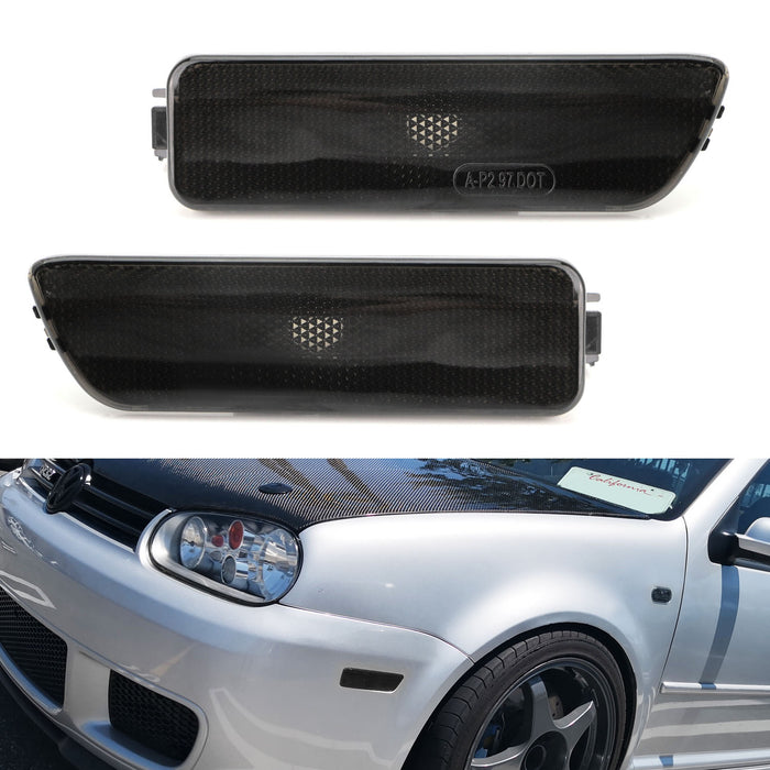 Smoke Lens Front Bumper Side Marker Lamps Housings For VW MK4 Golf GTI R32 Jetta