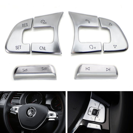 Satin Silver 6pc Steering Wheel Control/Button Decoration Trims For Volkswagen