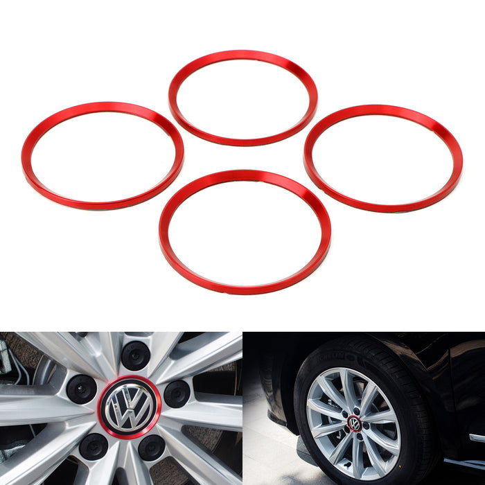 Red Aluminum Wheel Center Cap Surrounding Ring Decoration Trims For Volkswagen