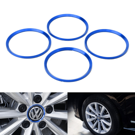 Blue Aluminum Wheel Center Cap Surrounding Ring Decoration Trims For Volkswagen