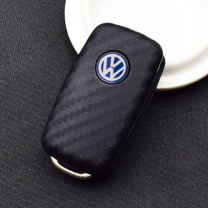 Carbon Fiber Soft Silicone Key Fob For Volkswagen Golf GTI R32 Jetta Rabbit Polo