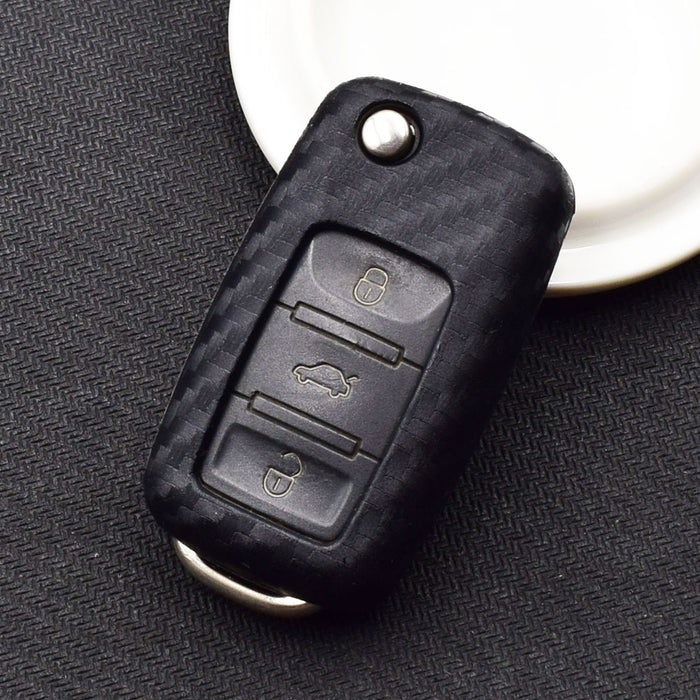 Carbon Fiber Soft Silicone Key Fob For Volkswagen Golf GTI R32 Jetta Rabbit Polo