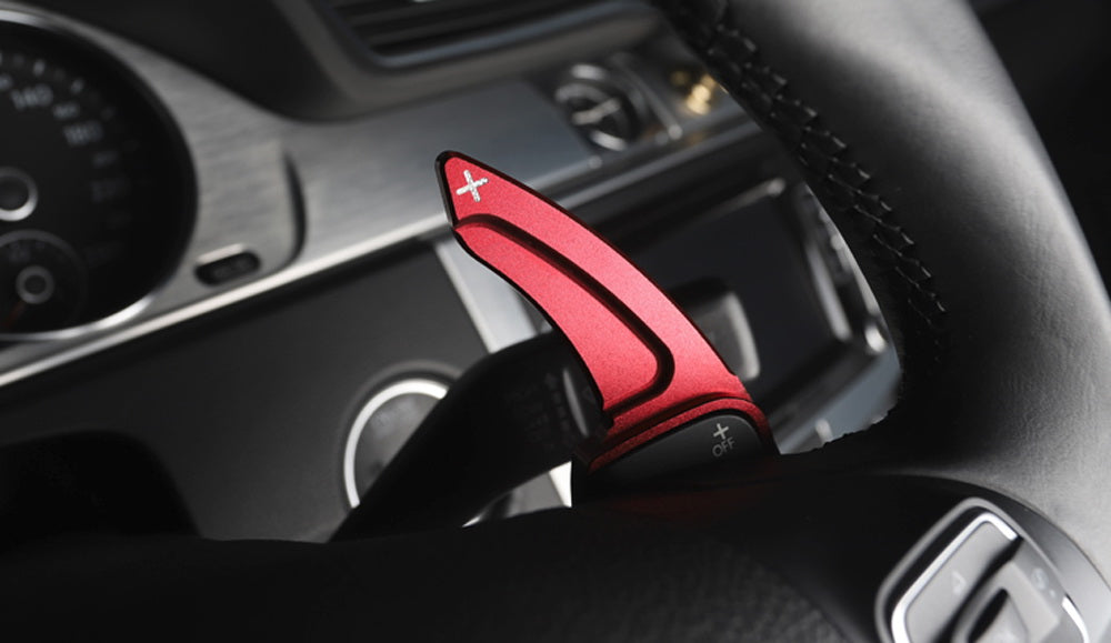 Red CNC Steering Wheel Paddle Shifter Extensions For VW MK6 Golf CC Beetle Jetta