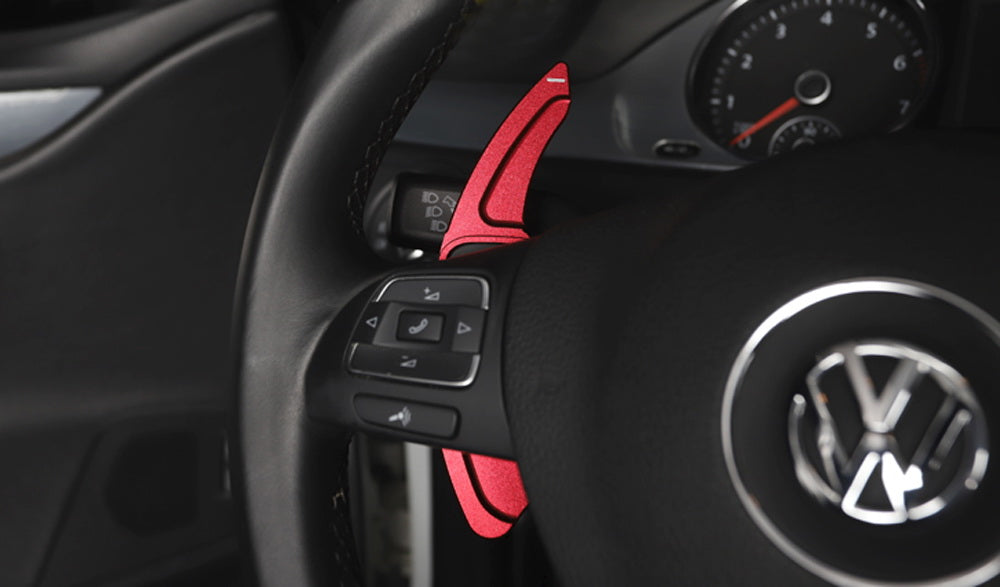 Red CNC Steering Wheel Paddle Shifter Extensions For VW MK6 Golf CC Beetle Jetta