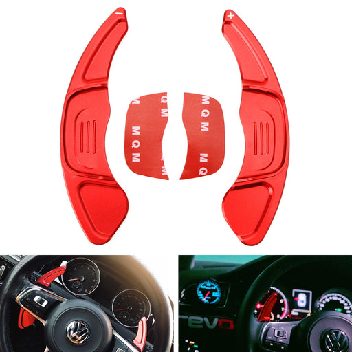 Red CNC Steering Wheel Paddle Shifter Extension Covers For 15-up VW MK7 GTI/Golf