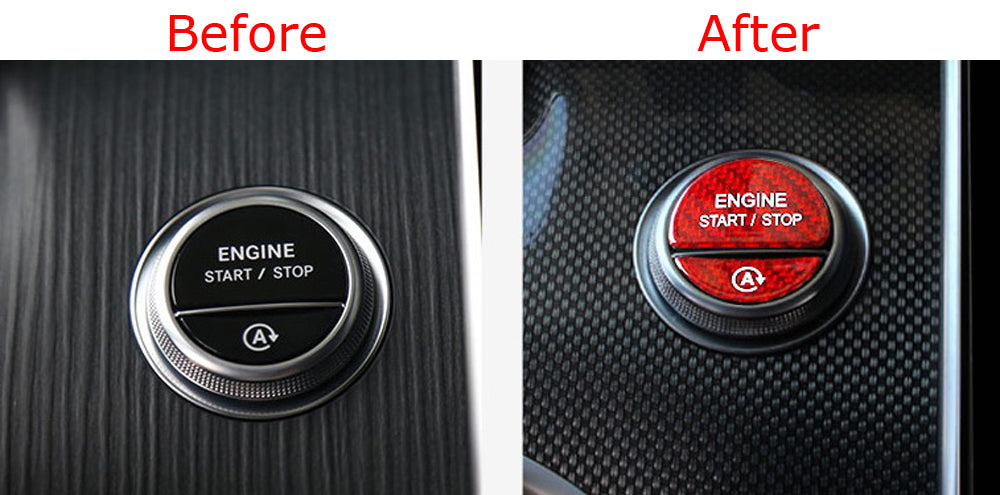 AMG Red Real Carbon Fiber Engine Push Start, Auto On/Off Button For 22+ Mercedes