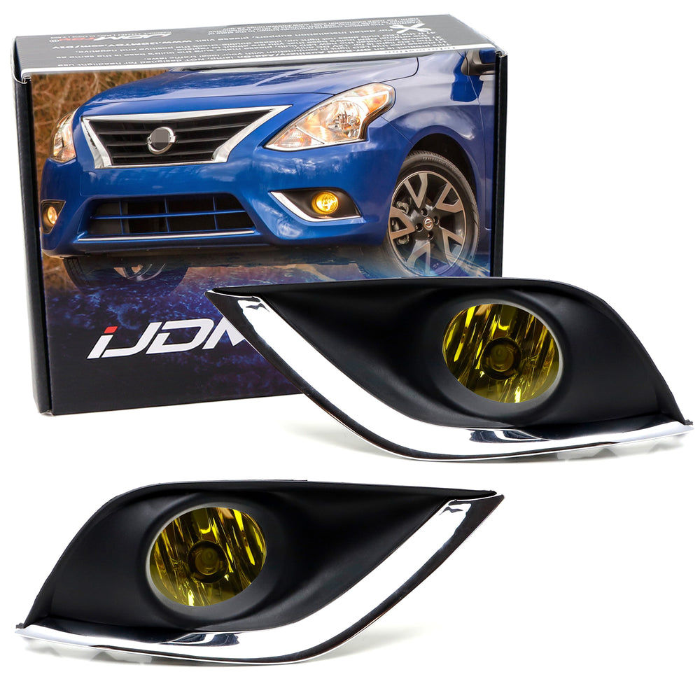 Yellow Lens Fog Light Kit w/ Bulbs/Bezels/Relay Wire For 2015-19 Nissan Versa 4D